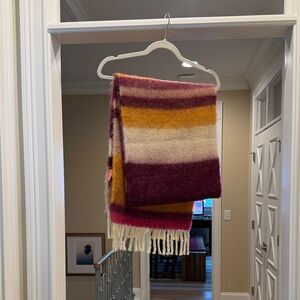 Powder Striped Scarf with Fringe